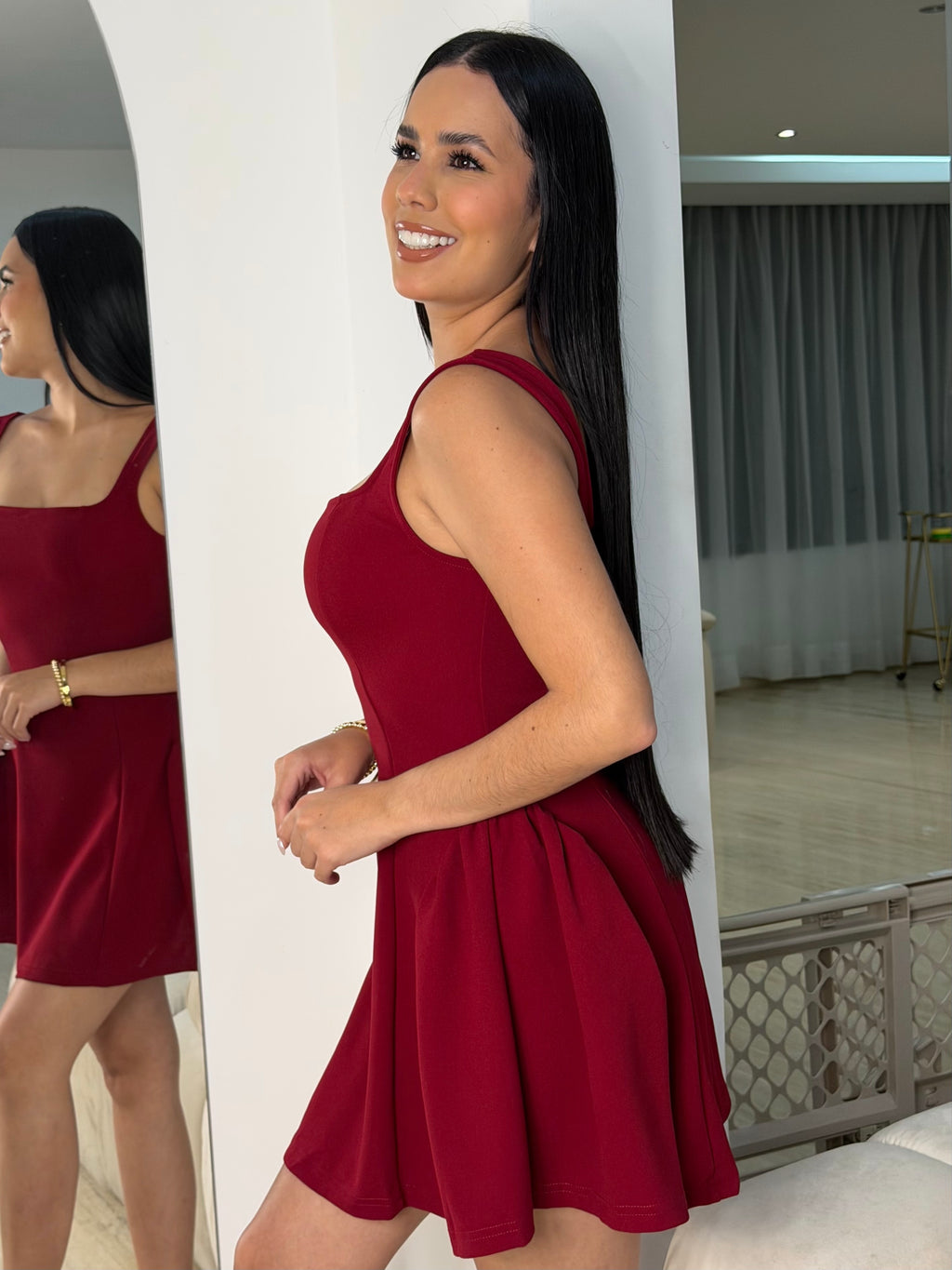 Vestido Cóctel Corto Vinotinto