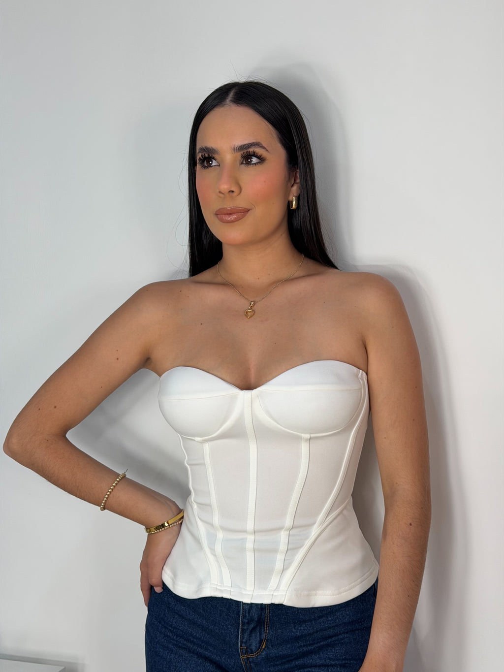 Corset con escote de corazón Rojo/Negro/Blanco