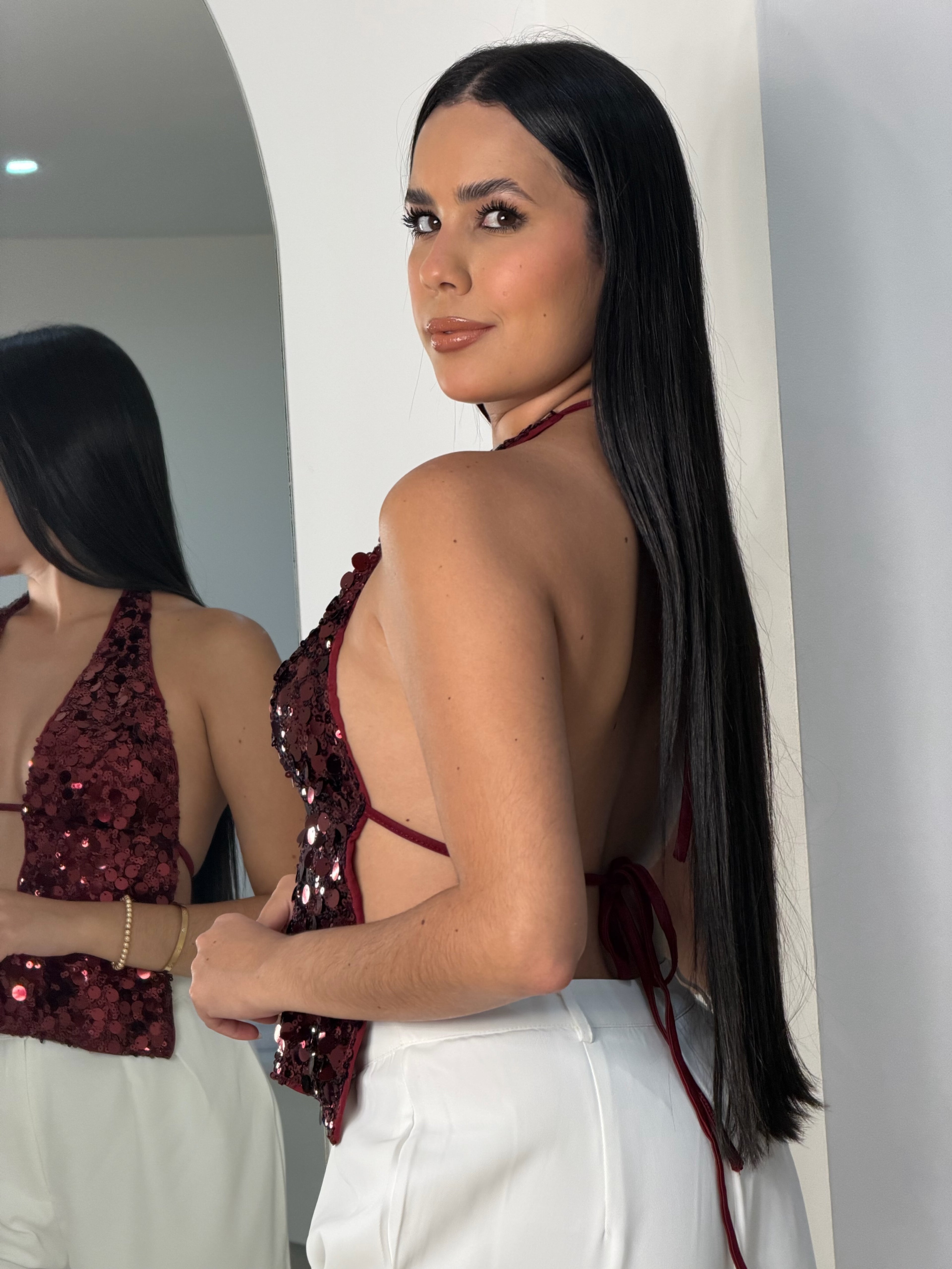 Top de Lentejuelas Vinotinto