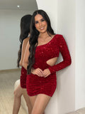 Vestido Corto de Lentejuelas Rojo