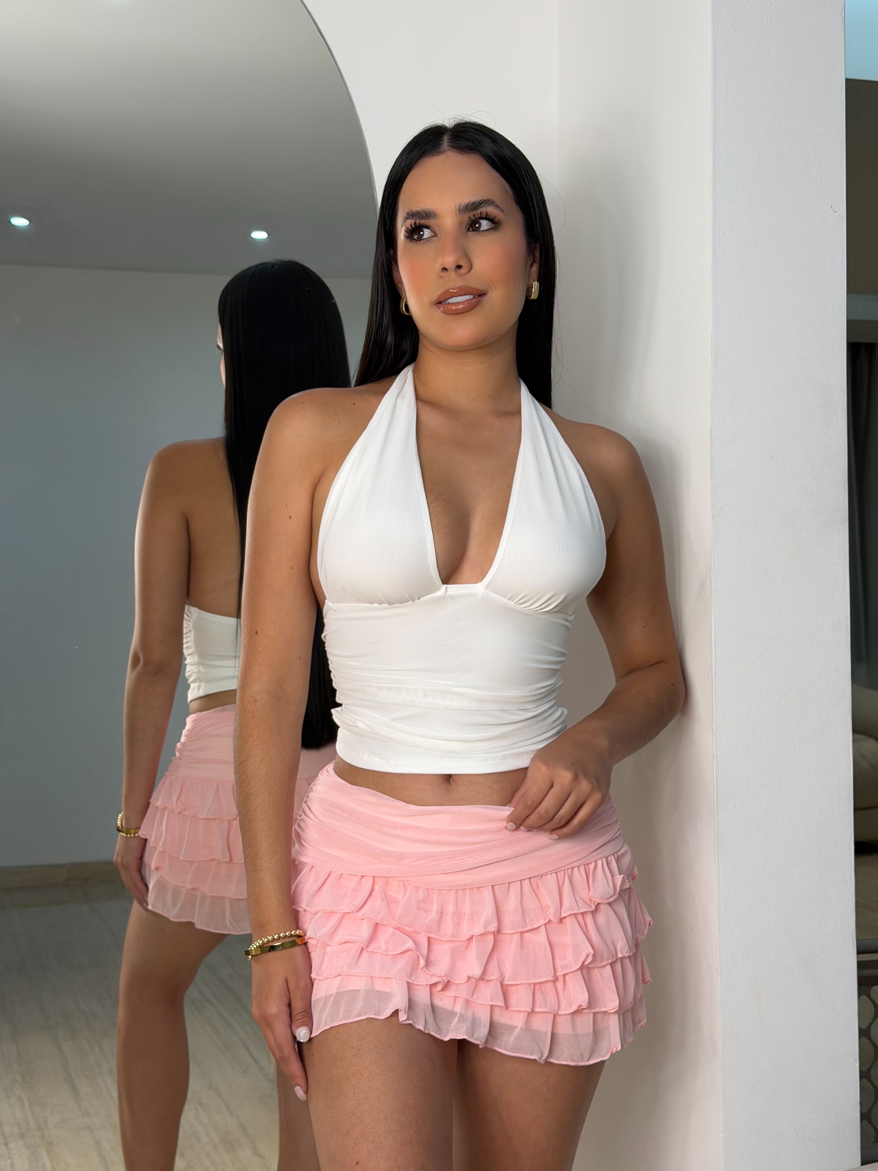 Falda con Faralaos Rosa