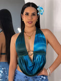 Top con Dije Central Azul Marino