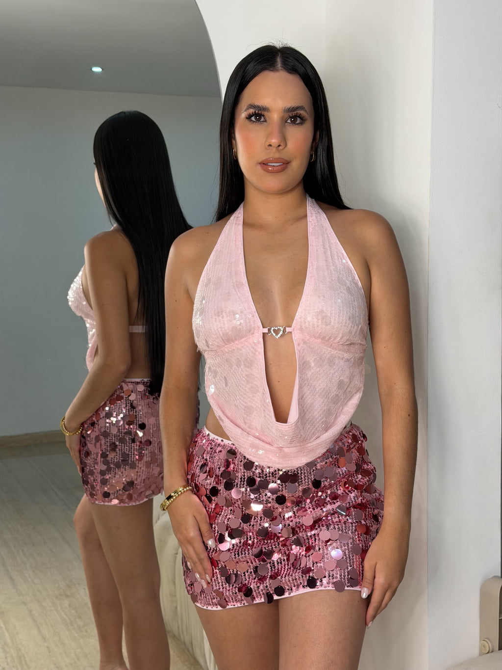 Falda Lentejuelas Rosada