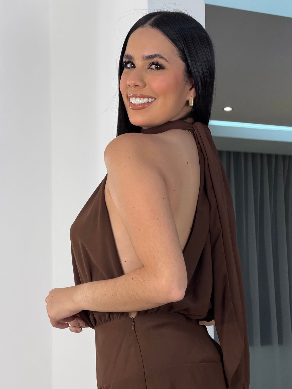 Vestido Corto Cóctel Marrón