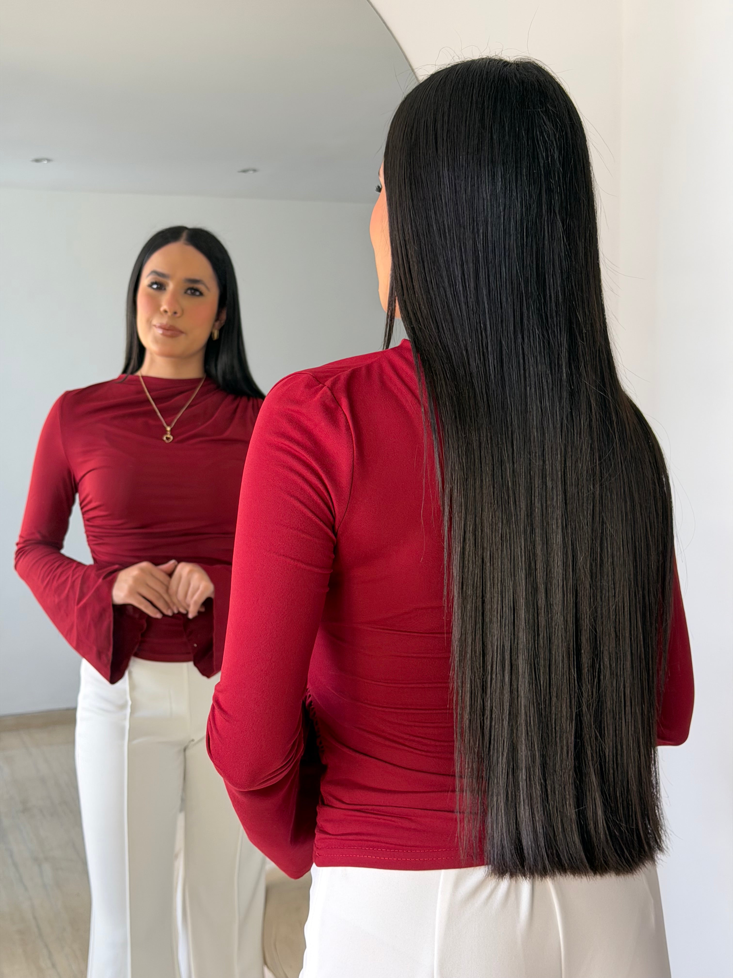 Top Manga Larga Vinotinto