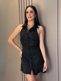 Vestido Coctel Corto De Botones Negro