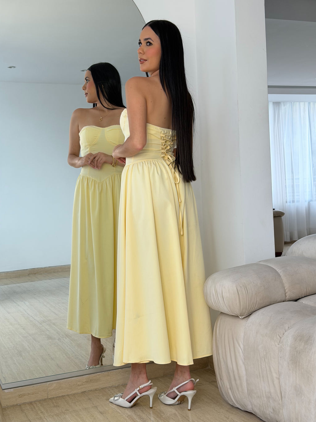 Vestido Largo Cóctel Amarillo