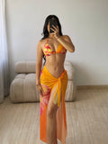 Traje de baño de Tres Piezas Naranja