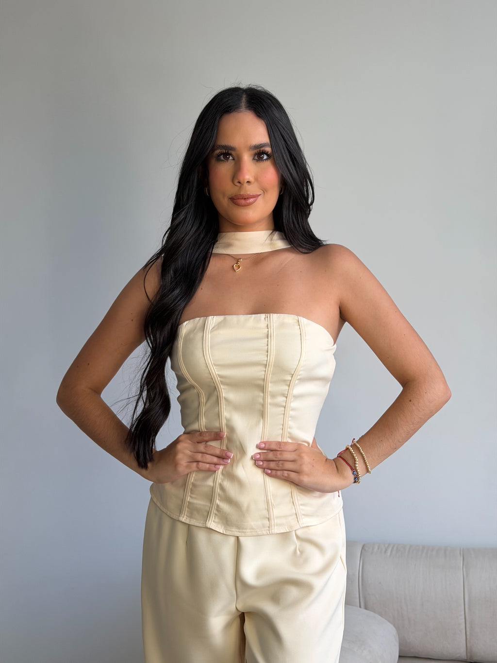 Conjunto Cotel Top Corset + Pantalón de Vestir