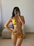 Traje de Baño de Tres Piezas Amarillo
