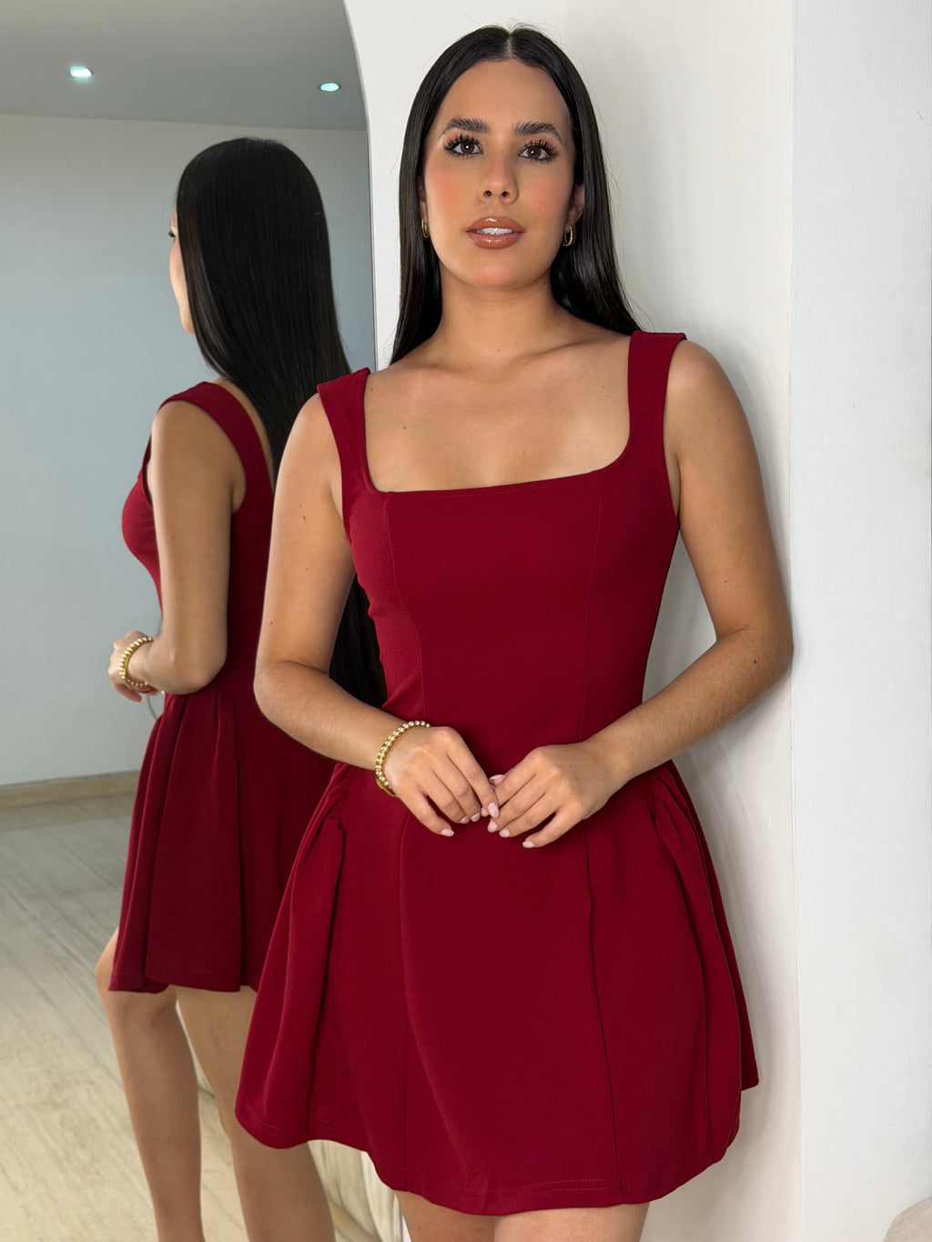 Vestido Cóctel Corto Vinotinto