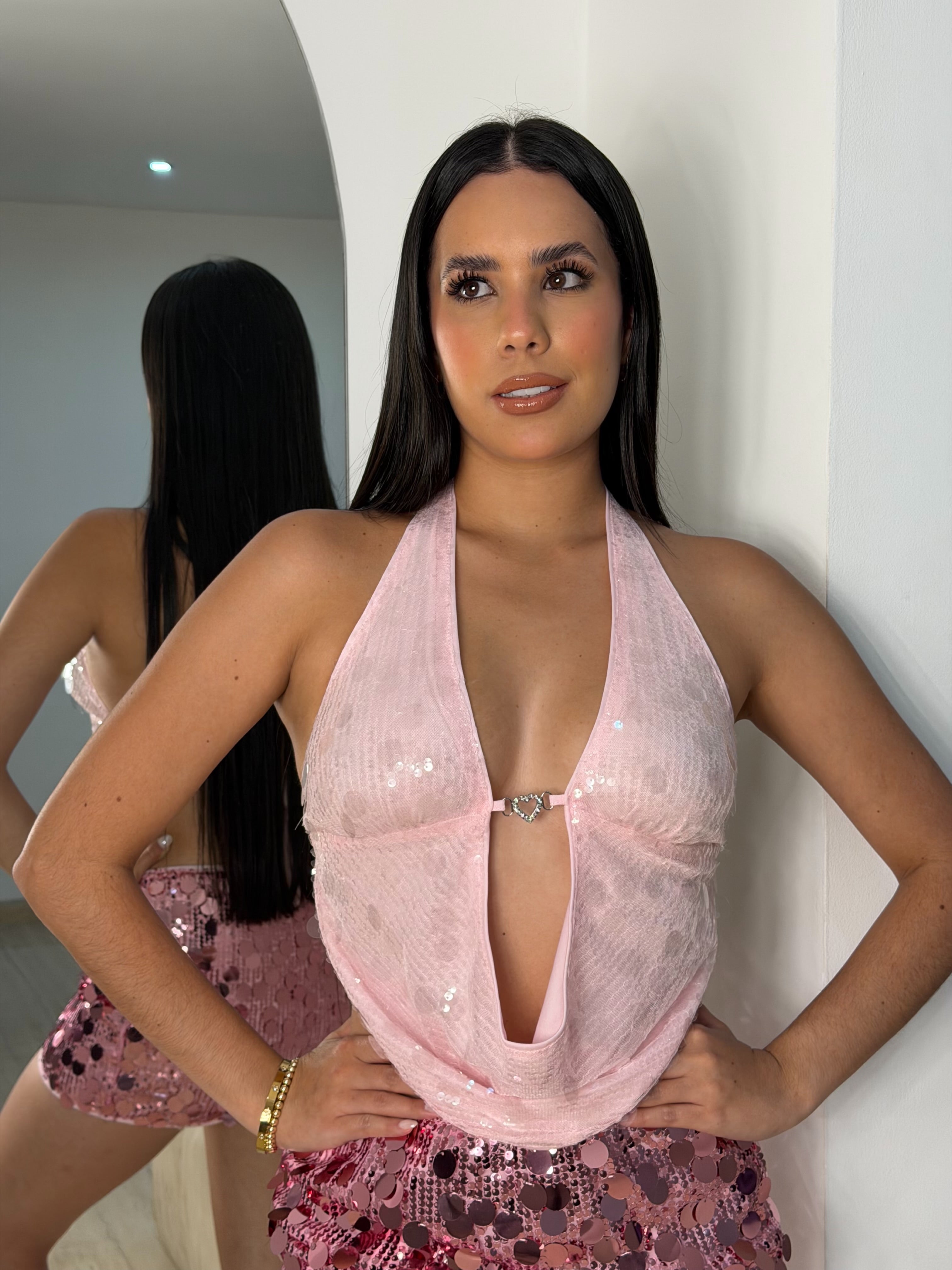 Top de Lentejuelas Rosa