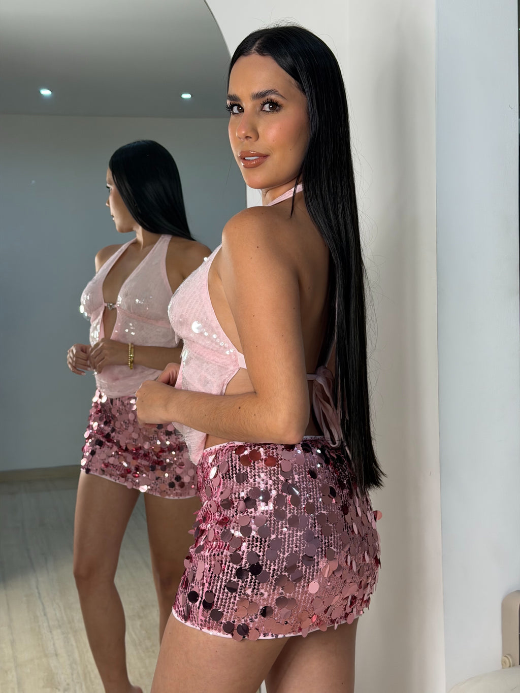 Top de Lentejuelas Rosa