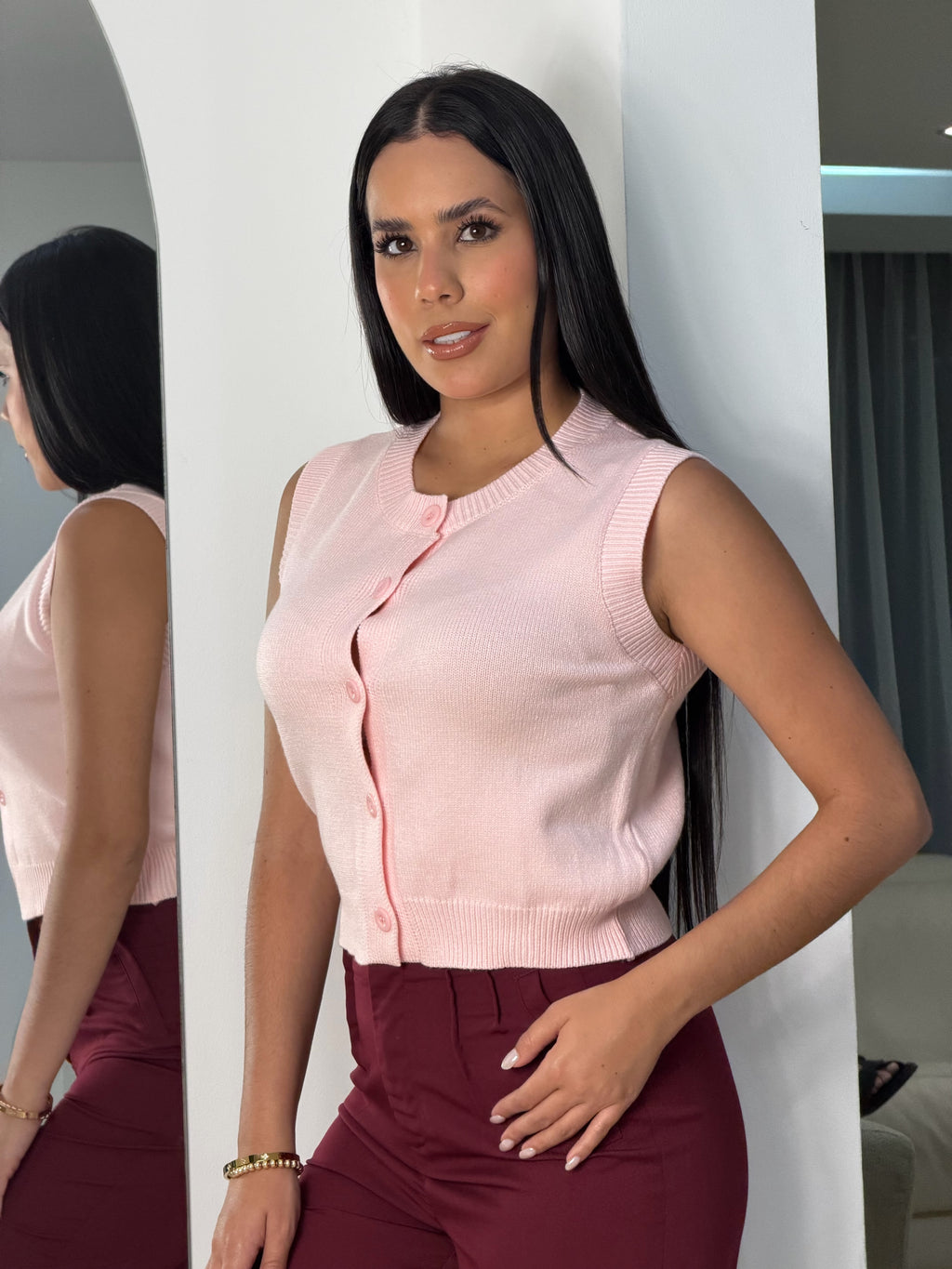 Chaleco de Botones Rosa