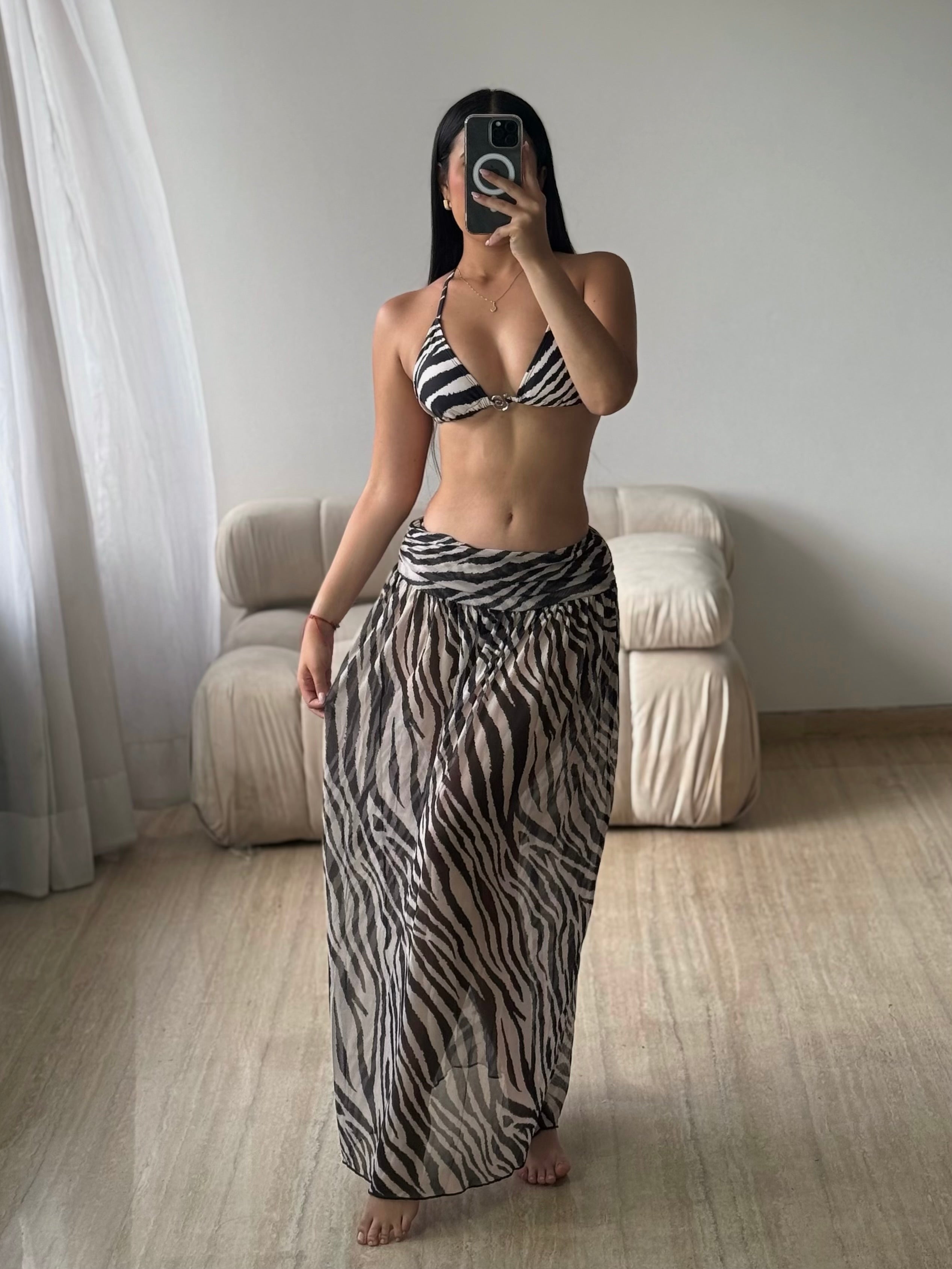 Traje de Baño de Tres Piezas tipo Zebra