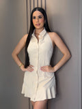 Vestido Corto Beige de Botones