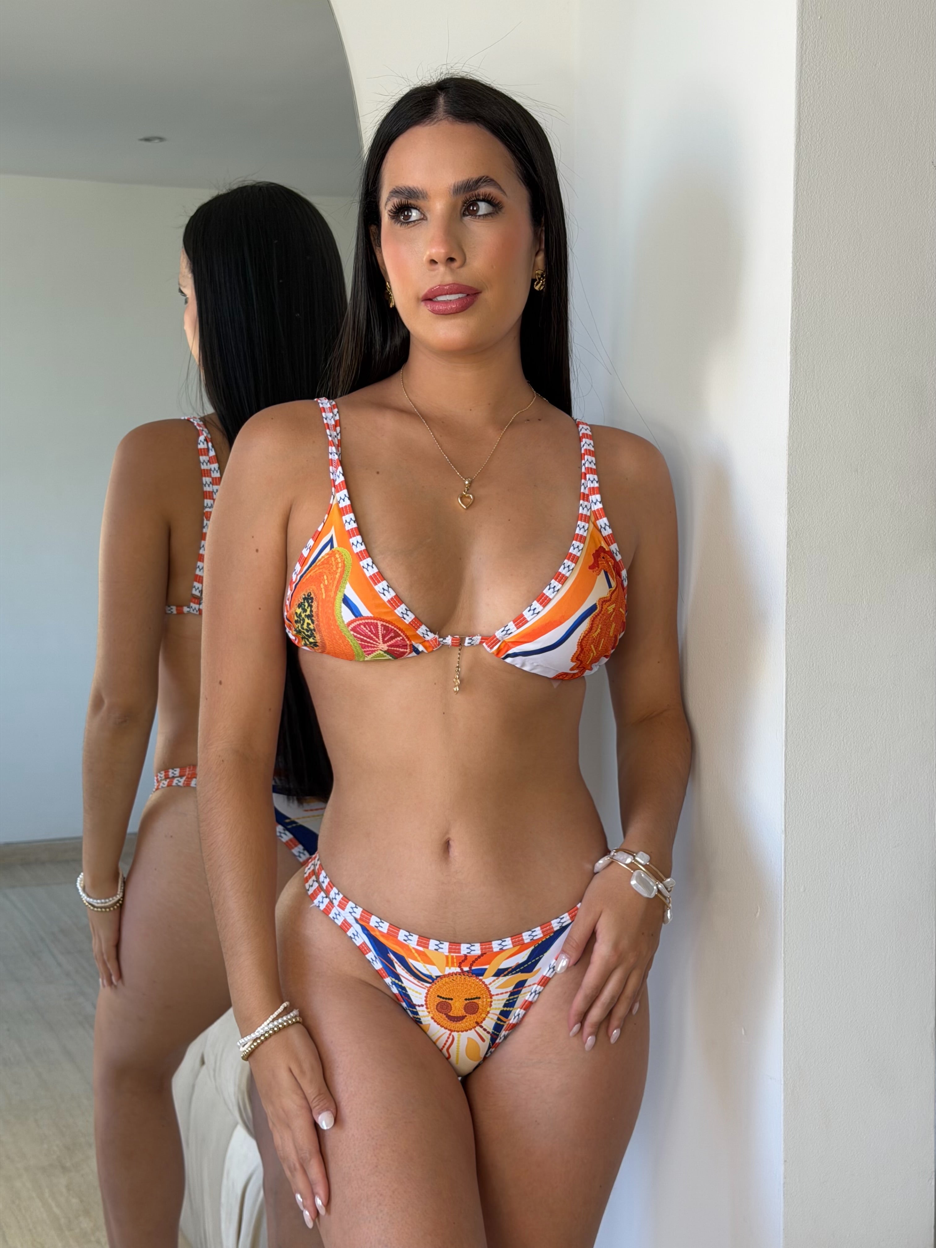 Traje de Baño de Dos Piezas Estampado Tropical