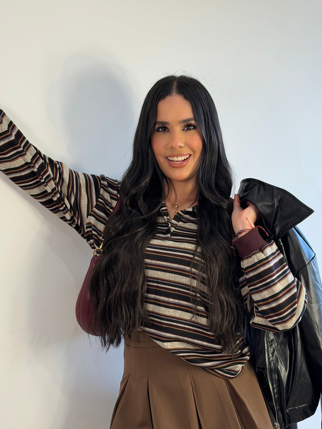 Suéter de Rayas Marrón y Vinotinto