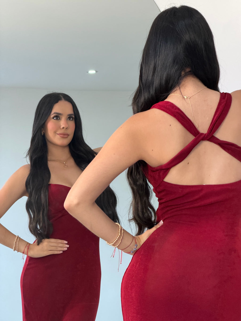 Vestido Cóctel Largo Vinotinto