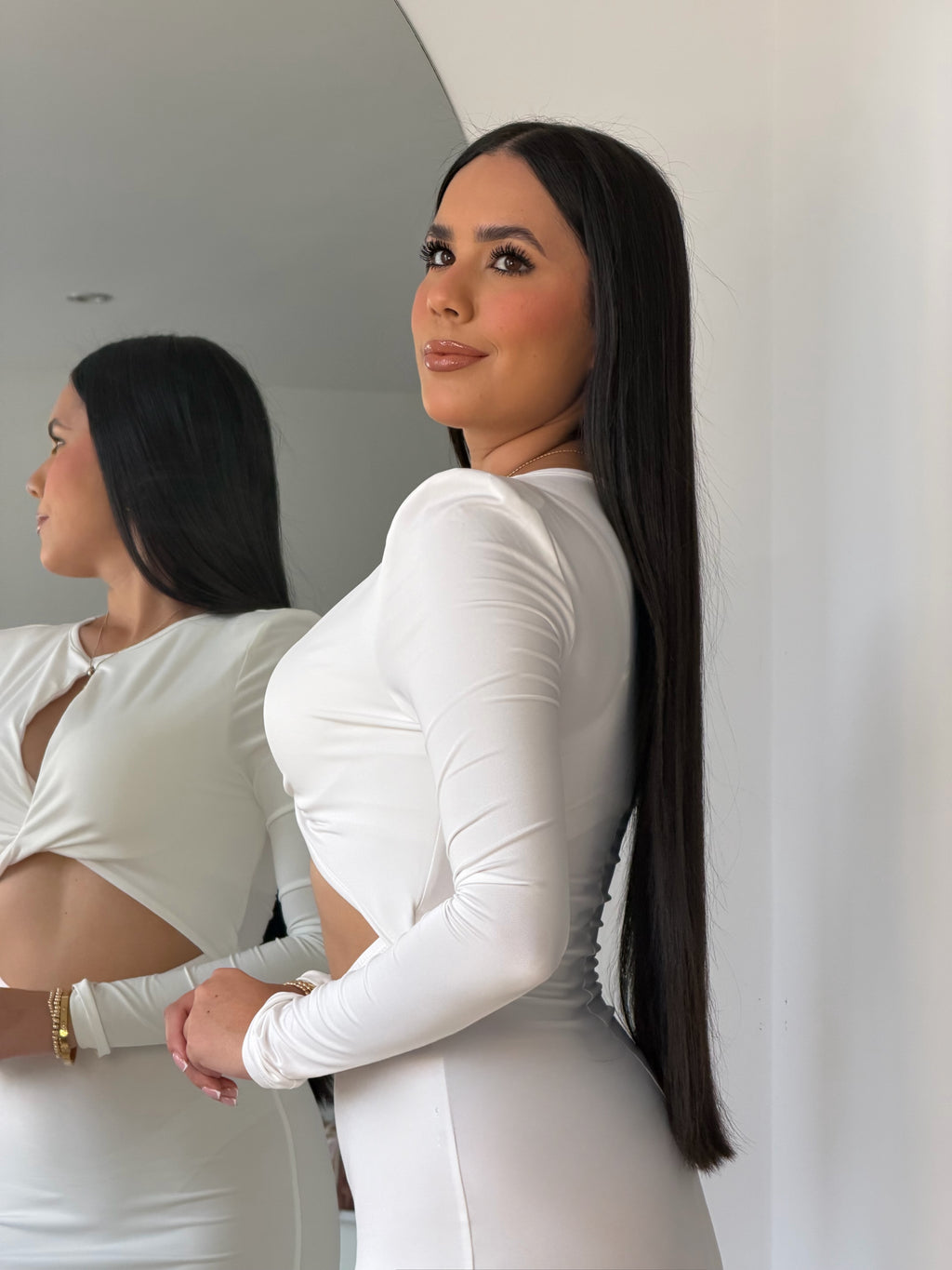 Vestido Largo Manga Larga Blanco