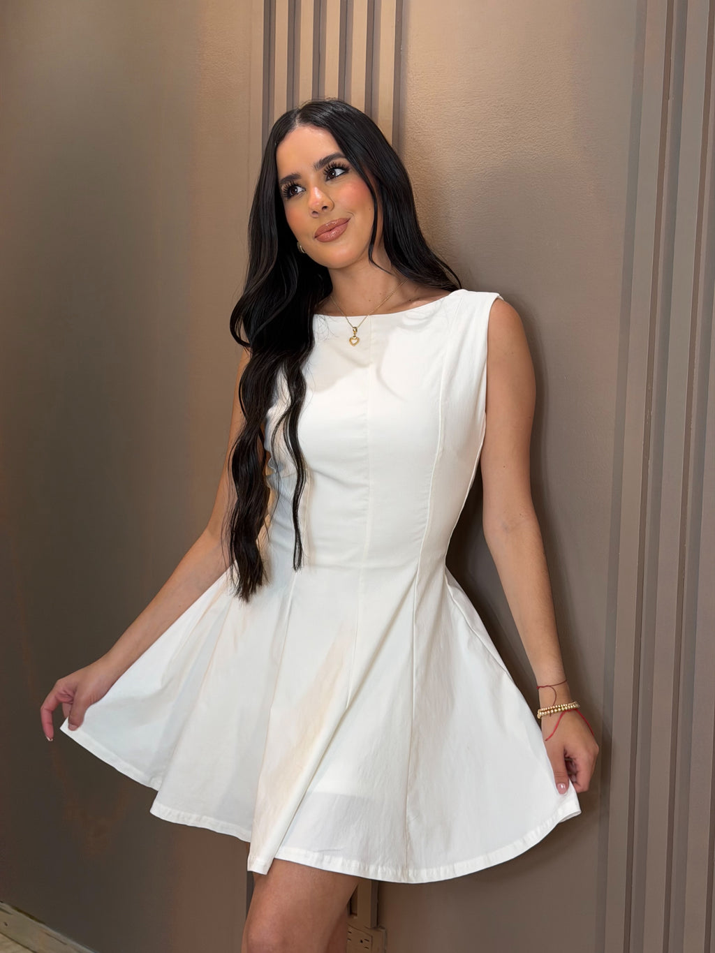 Vestido Coctel Blanco Bailarina
