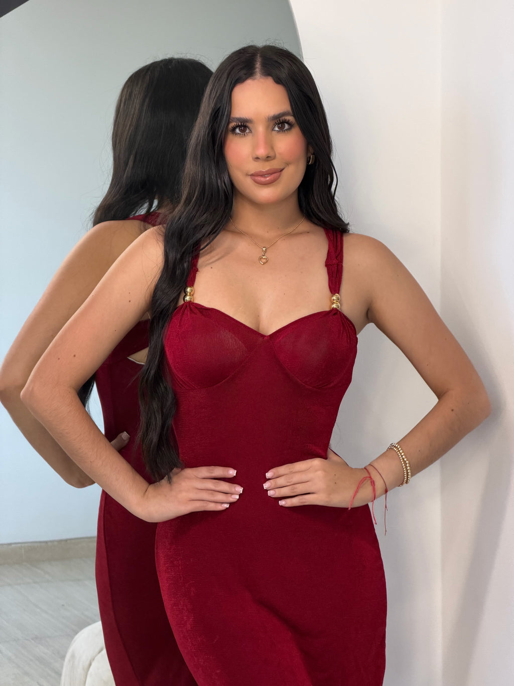 Vestido Cóctel Largo Vinotinto