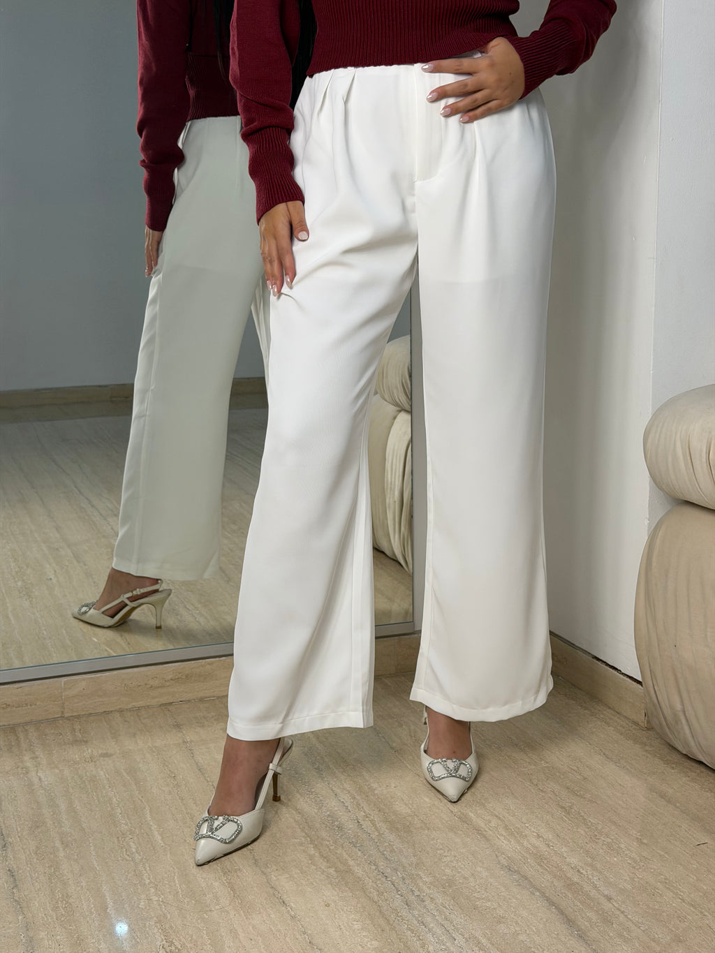 Pantalón de Vestir Holgado Blanco