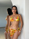 Traje de Baño de Tres Piezas Amarillo