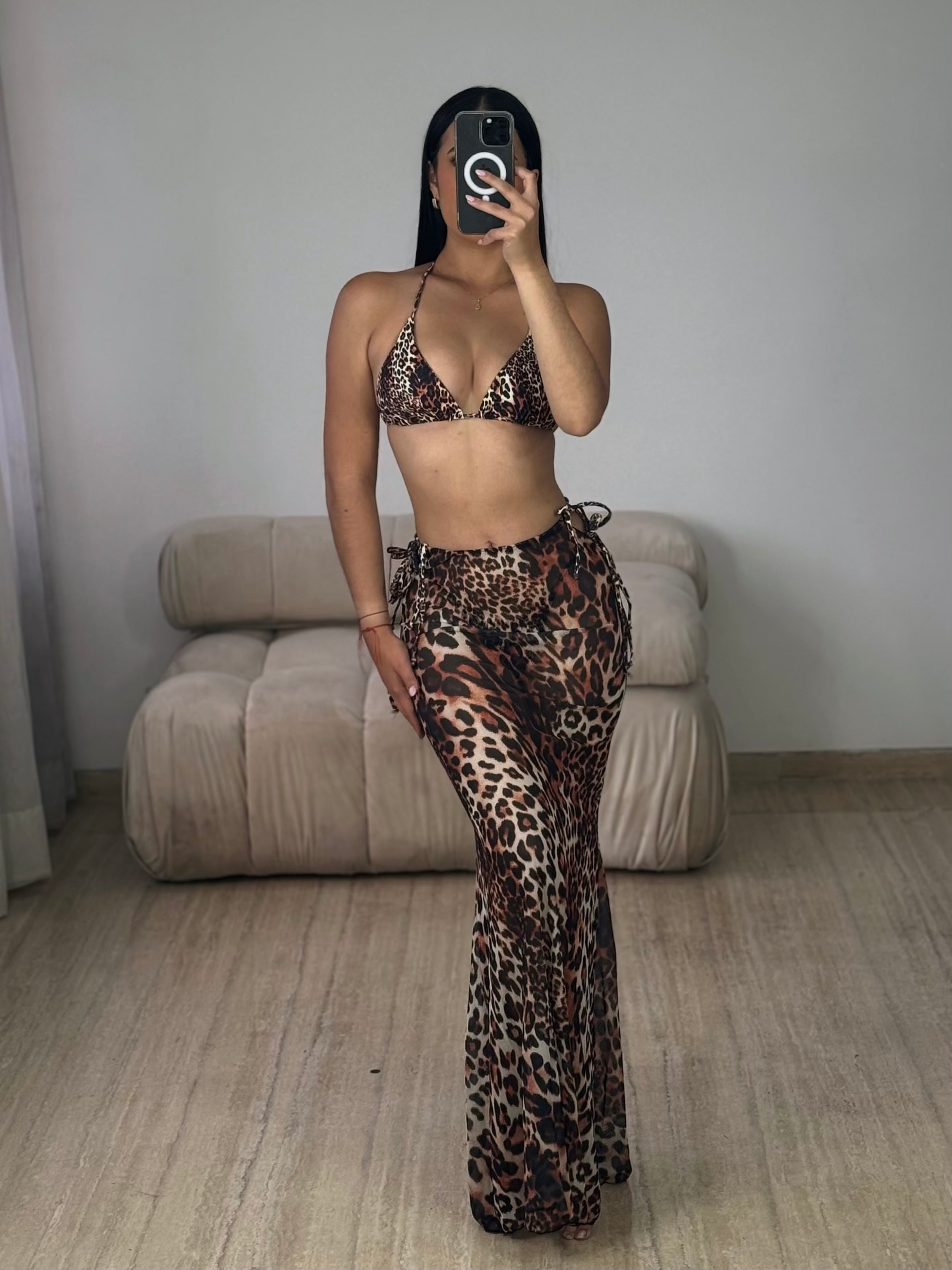 Traje de Baño de Tres Piezas Animal Print