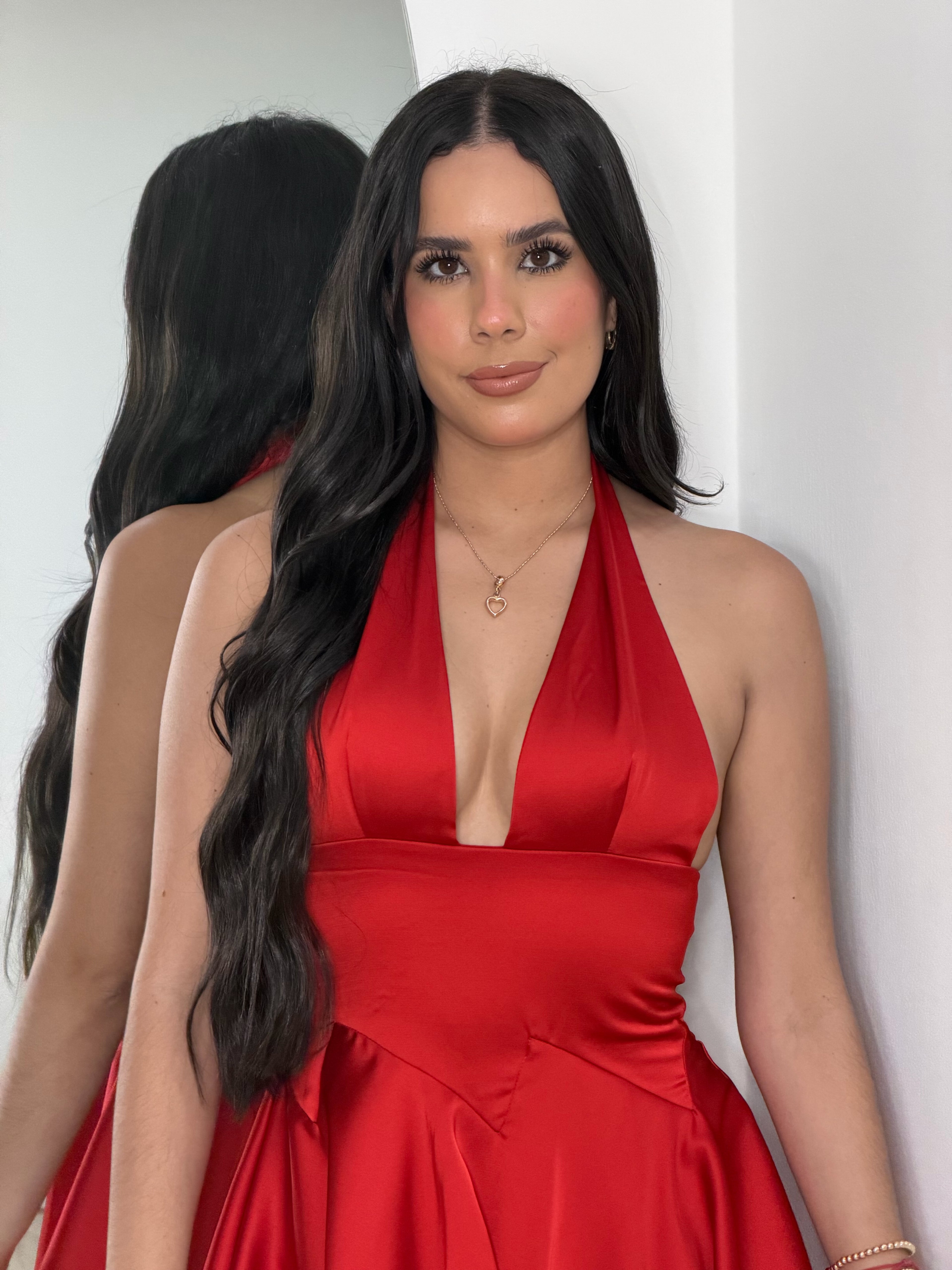 Vestido Coctel con Escote en V Rojo