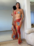 Traje de Baño de Tres Piezas Estampado